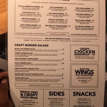 black tap vegas menu